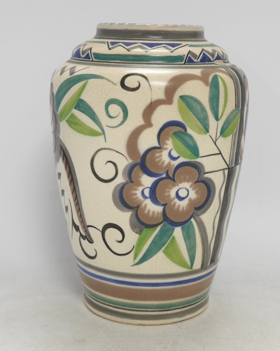 A 1930’s Carter Stabler Adams Poole vase, shape 966 PU pattern, 25cm high. Condition - very fine all over crazing